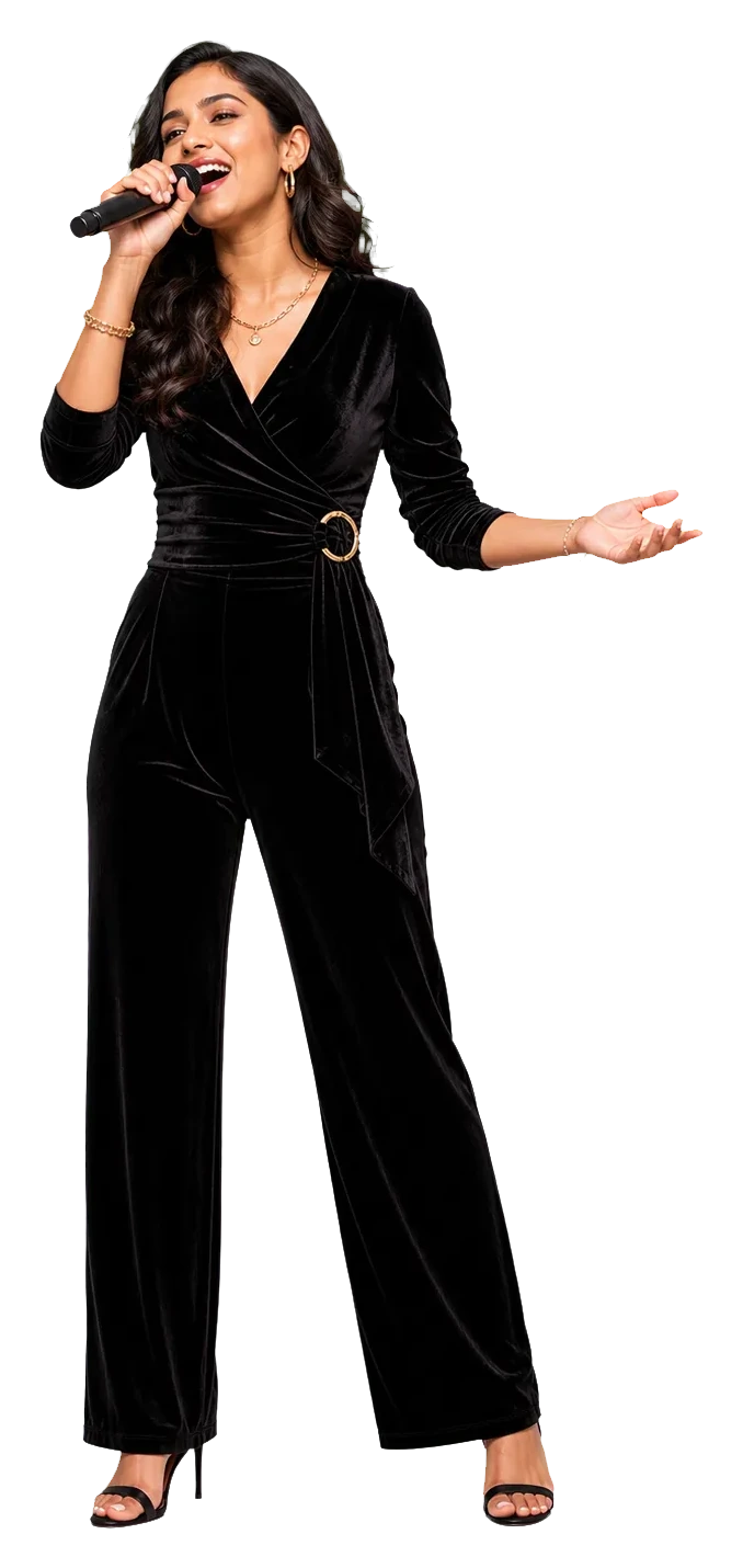 Real singer holding a handheld microphone